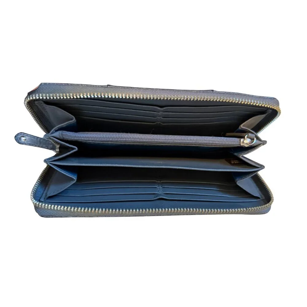 Coach Gray Zip-Around Wristlet Wallet | Signature Perforated Design